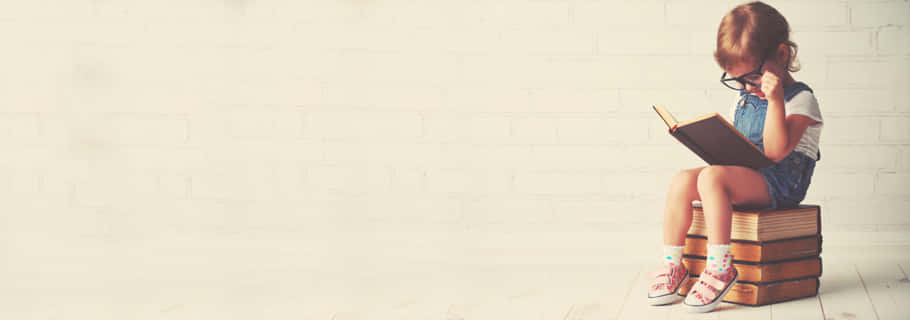 Young Girl Readingon Books