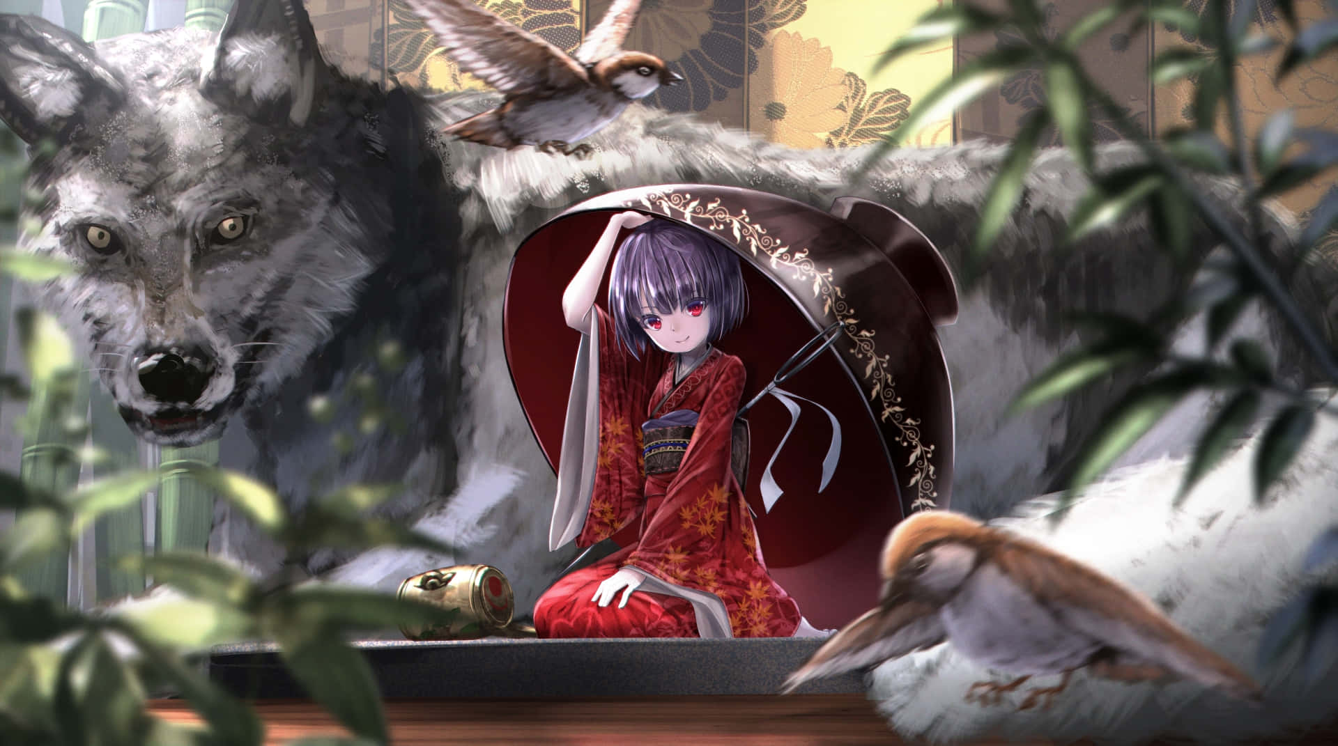 Young Girl With A Cool Anime Fox Background