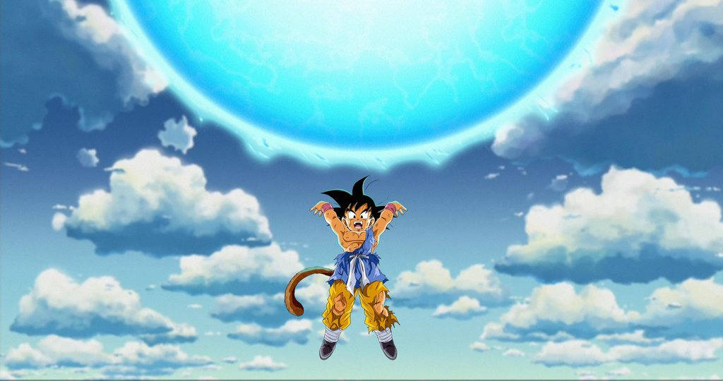 Young Goku With Glowing Spirit Bomb