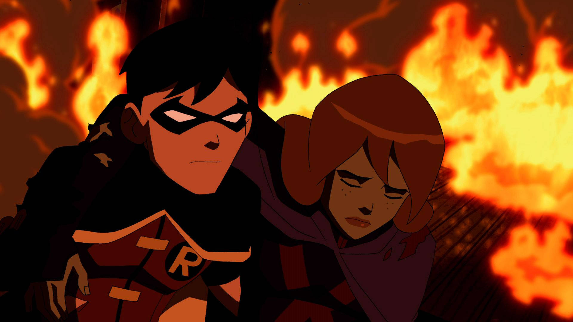 Young Justice Fire Scene Background