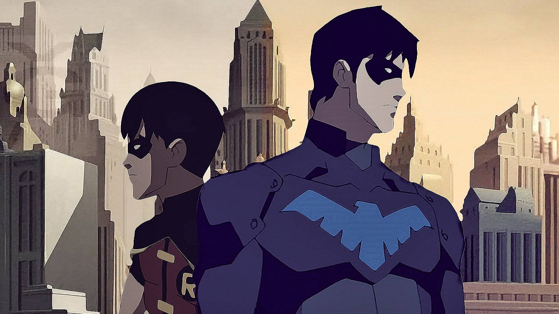 Young Justice Nightwing With Robin Background