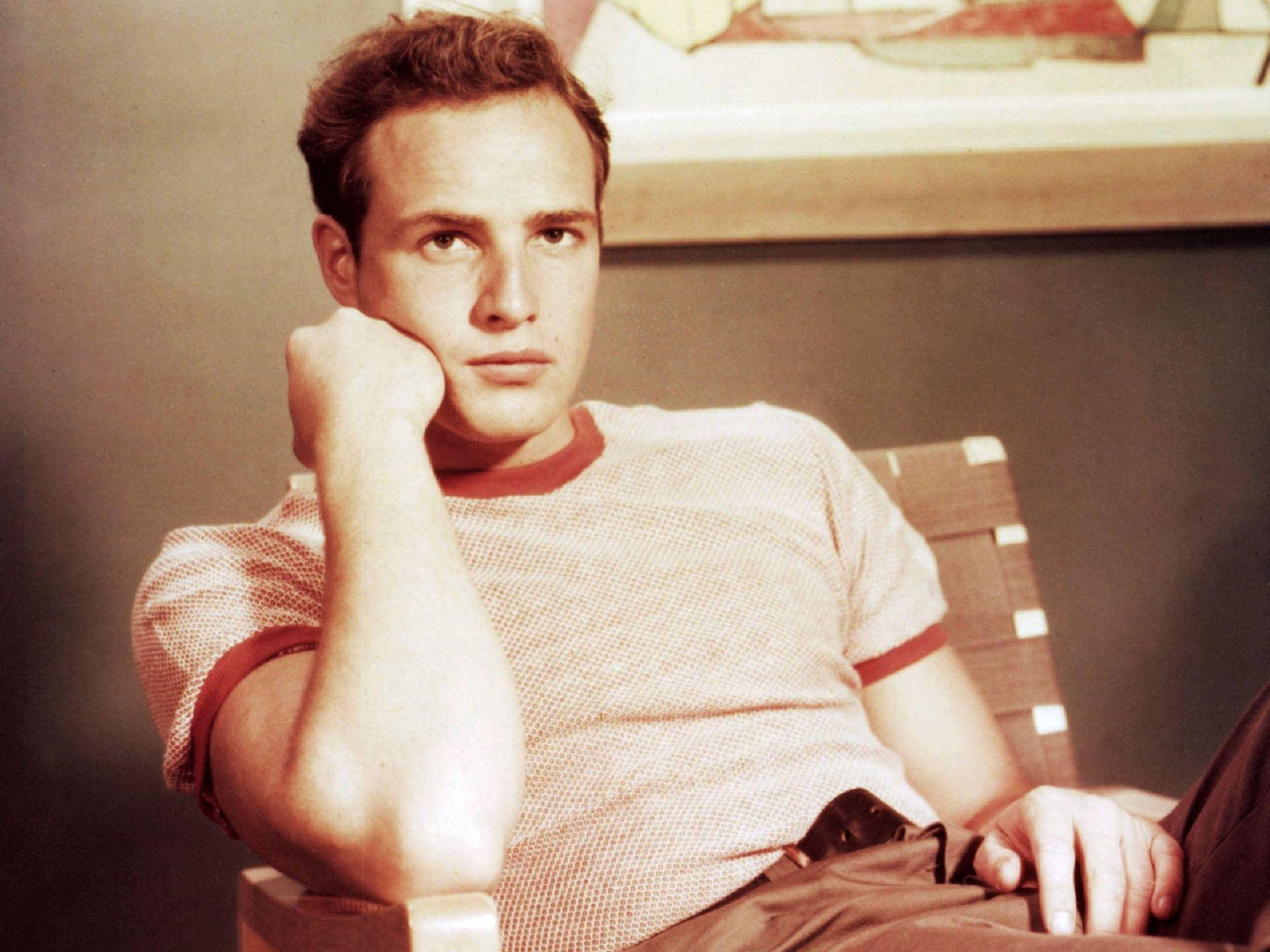 Young Marlon Brando Enhanced Colored Photo Background