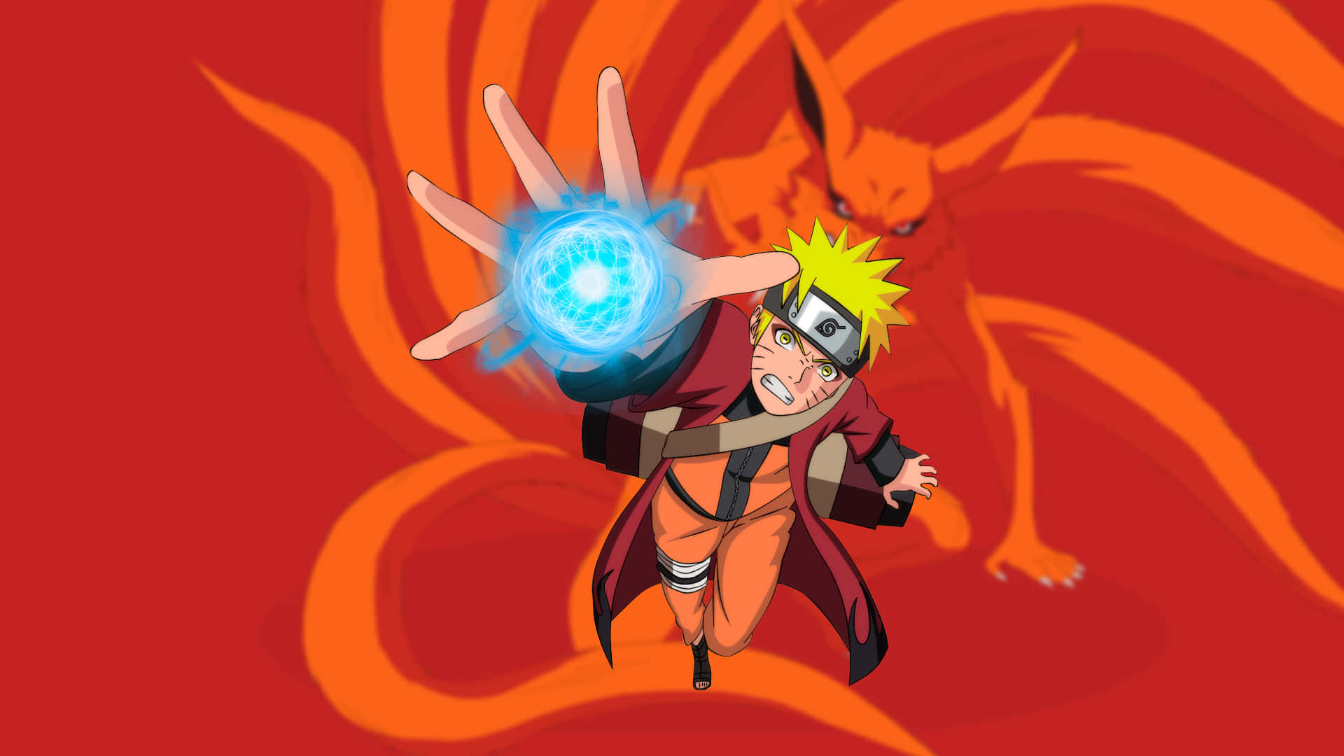 Young Naruto Rasengan Red Background
