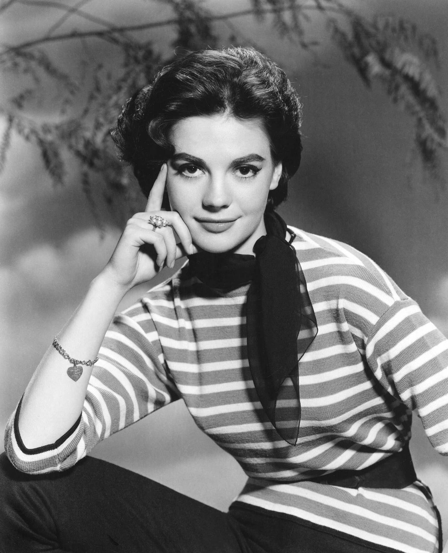 Young Natalie Wood In A Classic Striped Shirt Background
