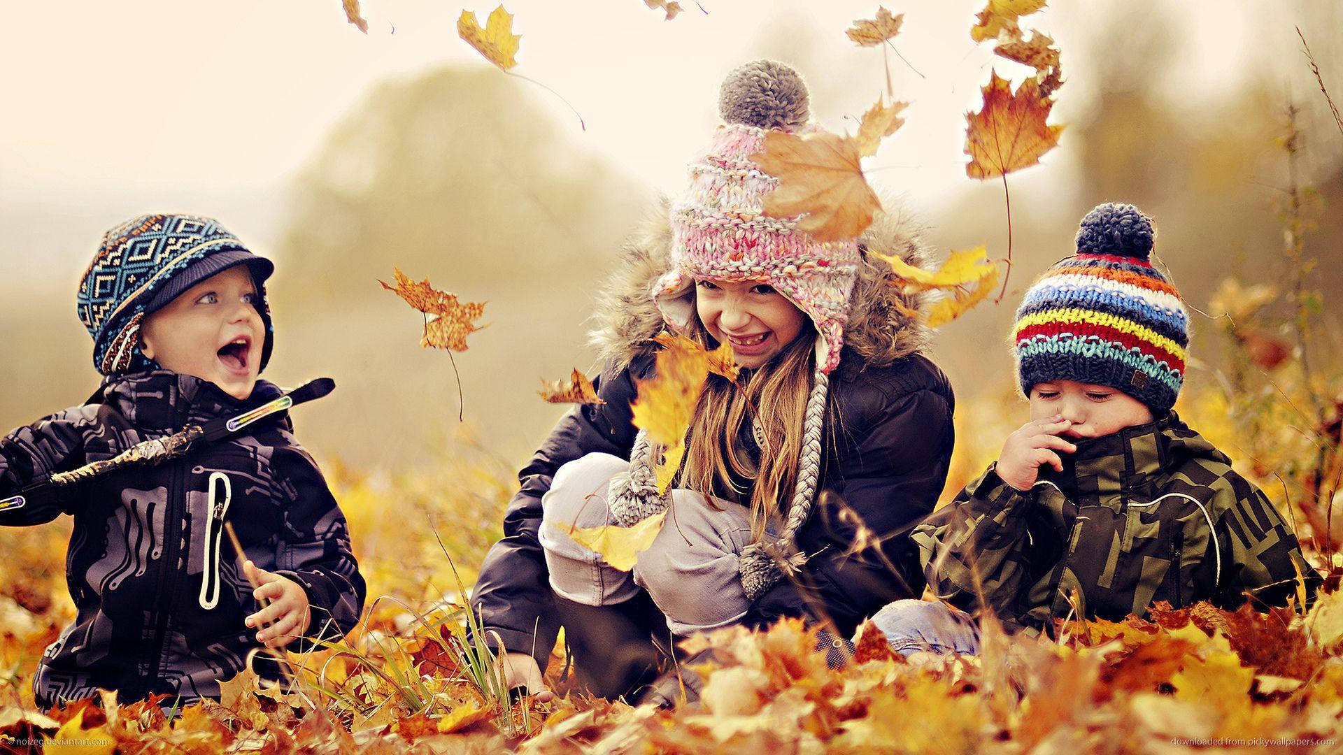 Young People In Autumn Background