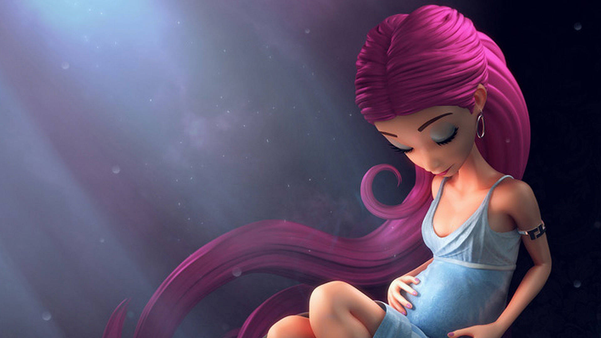 Young Pregnant 3d Art Background