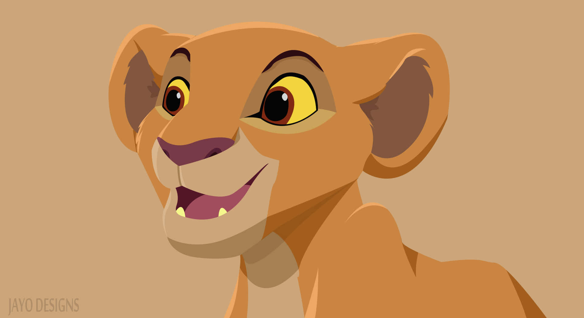Young Simba Smiling Illustration Background