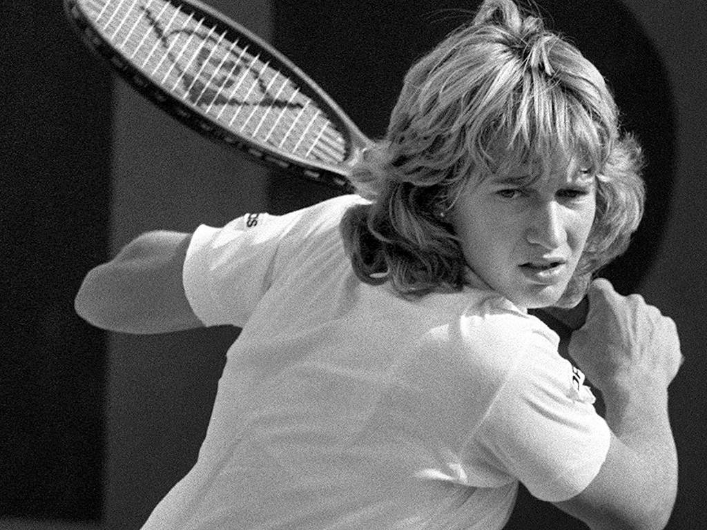 Young Steffi Graf Black And White Edit Background