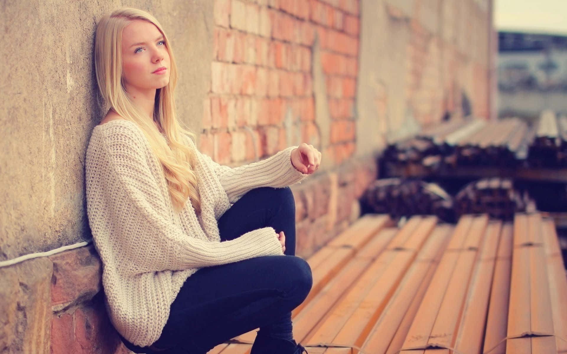 Young Teen Model In Knitted Cardigan