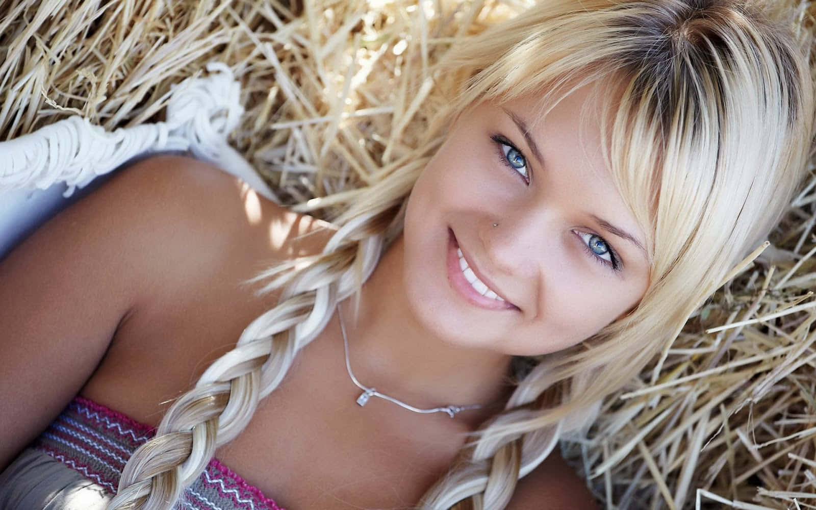 Young Teenage Girl Blond Hair Background