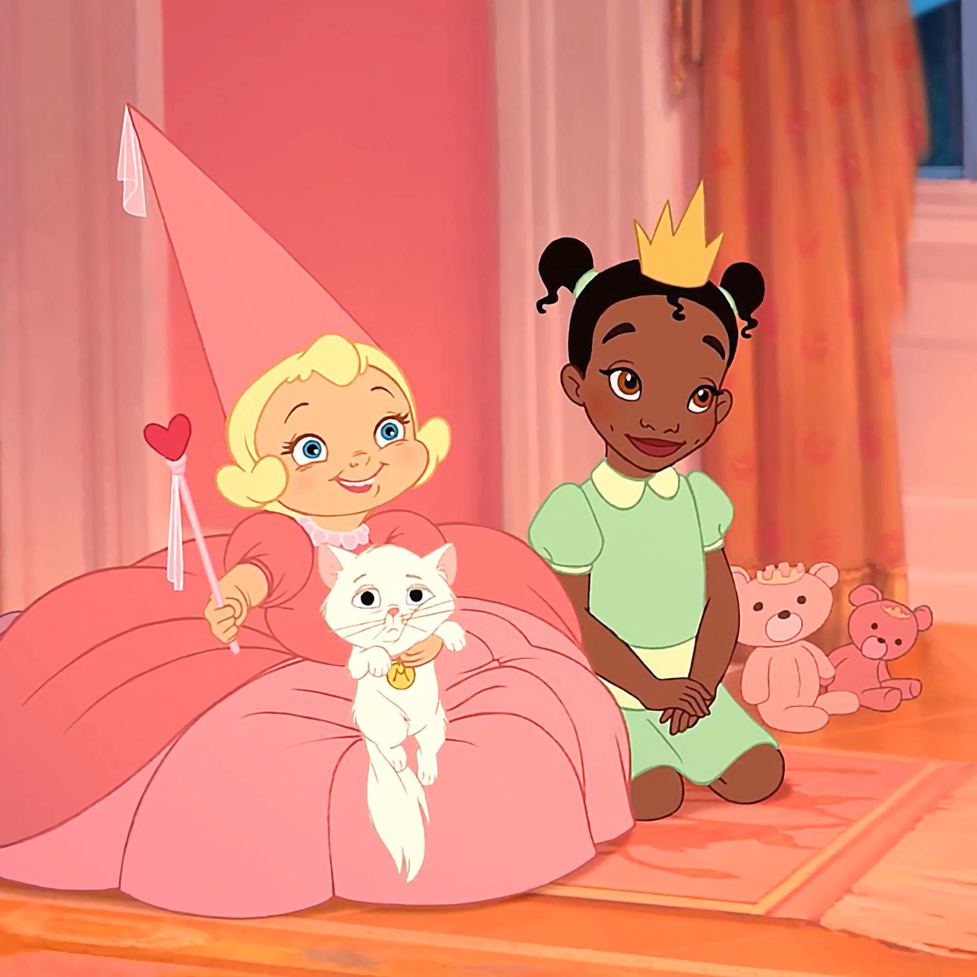 Young Tiana And Lottie In The Princess And The Frog Background