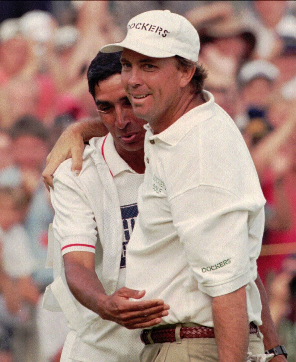 Young Tom Lehman Hugging Someone Background