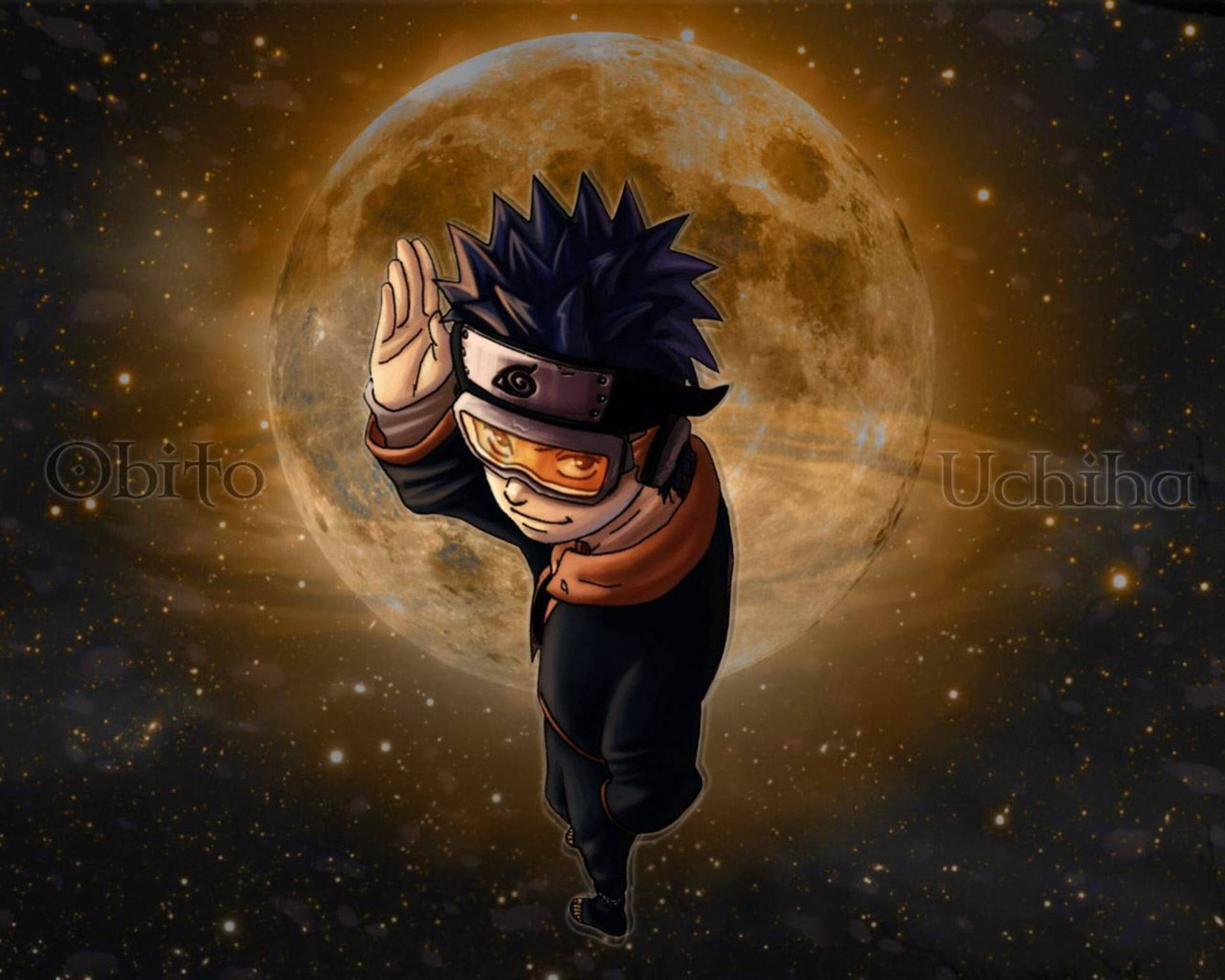 Young Uchiha Obito With Moon Background
