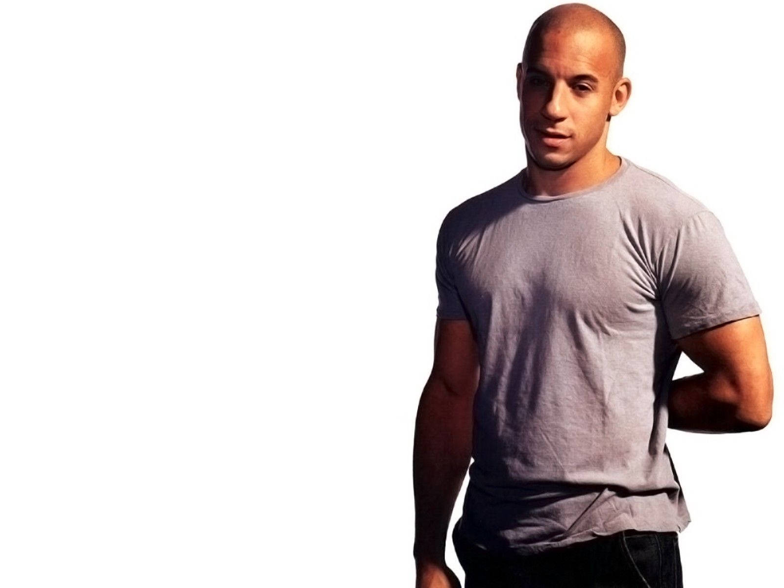 Young Vin Diesel Gray Background