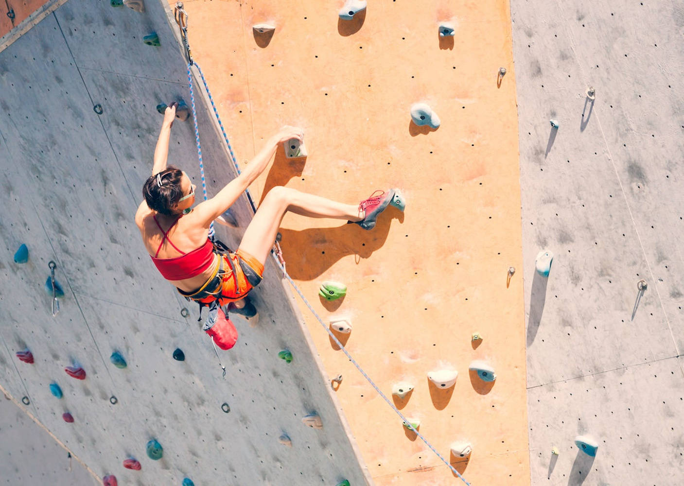 Young Woman Free Sport Climbing