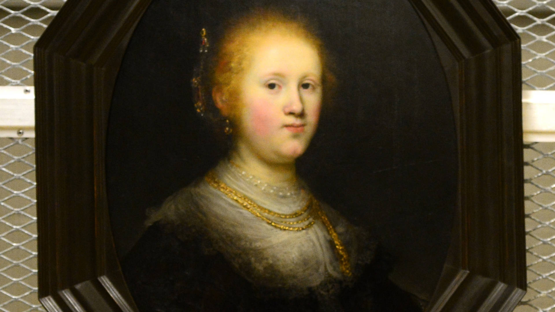Young Woman Portrait Rembrandt Background