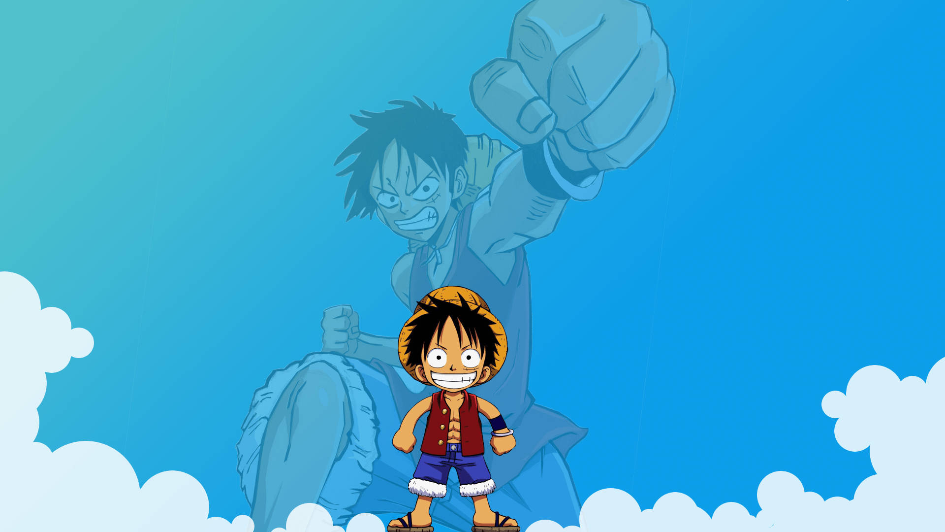 Younger And Adult Luffy Funny Background