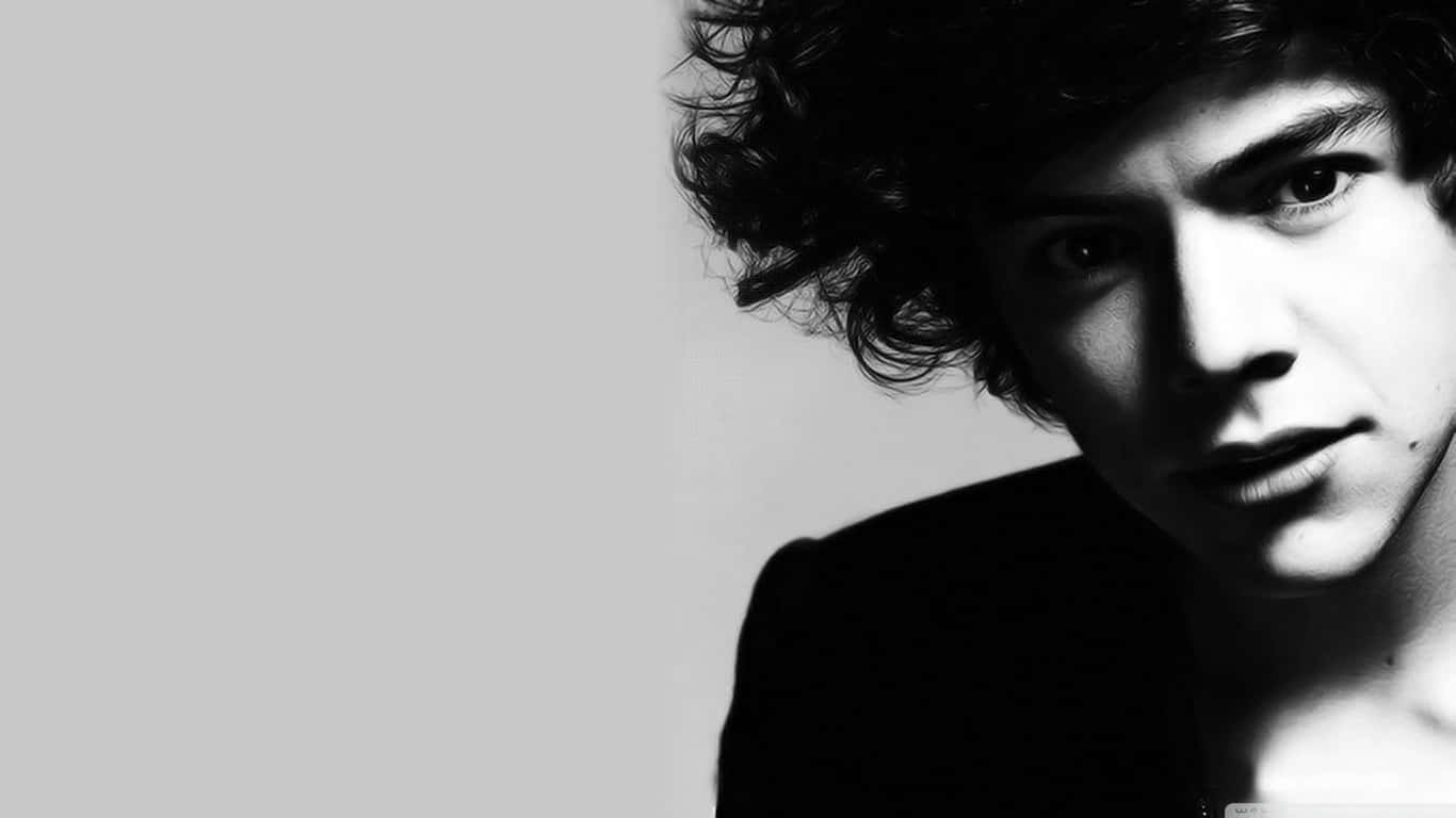 Younger Harry Styles Black And White Background