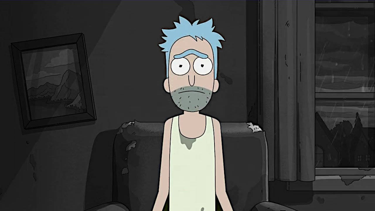 Younger Rick Sanchez Sad Face Background