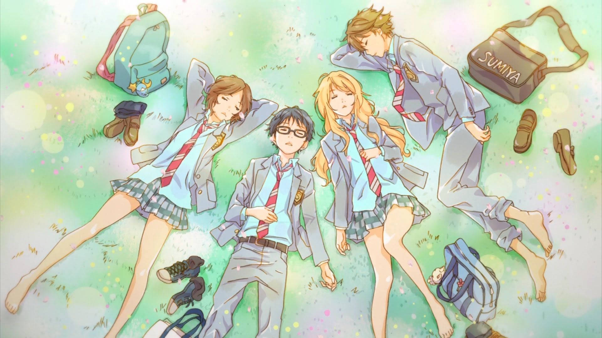 Your Lie In April Green Anime Aesthetic Background