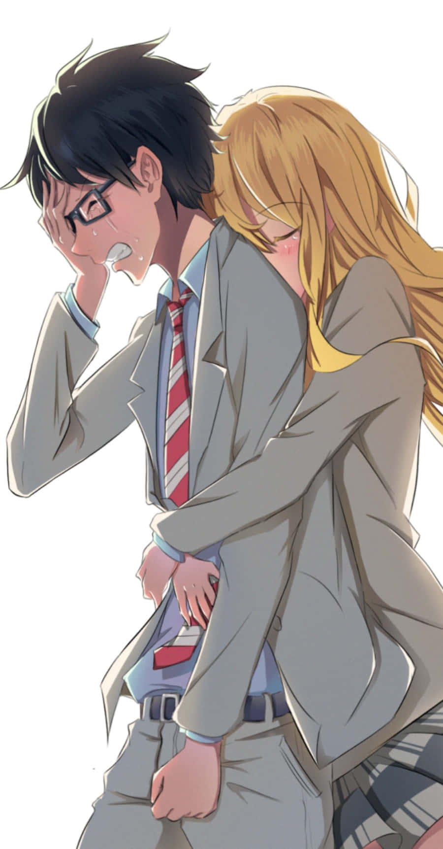 Your Lie In April Iphone Anime Couple Hug Pictures Background