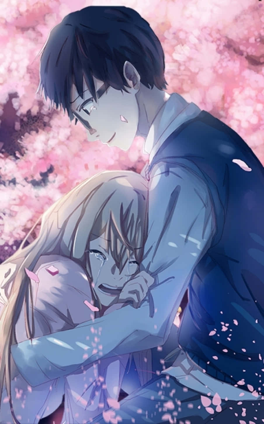 Your Lie In April Iphone Kaori Crying Hug Pictures Background