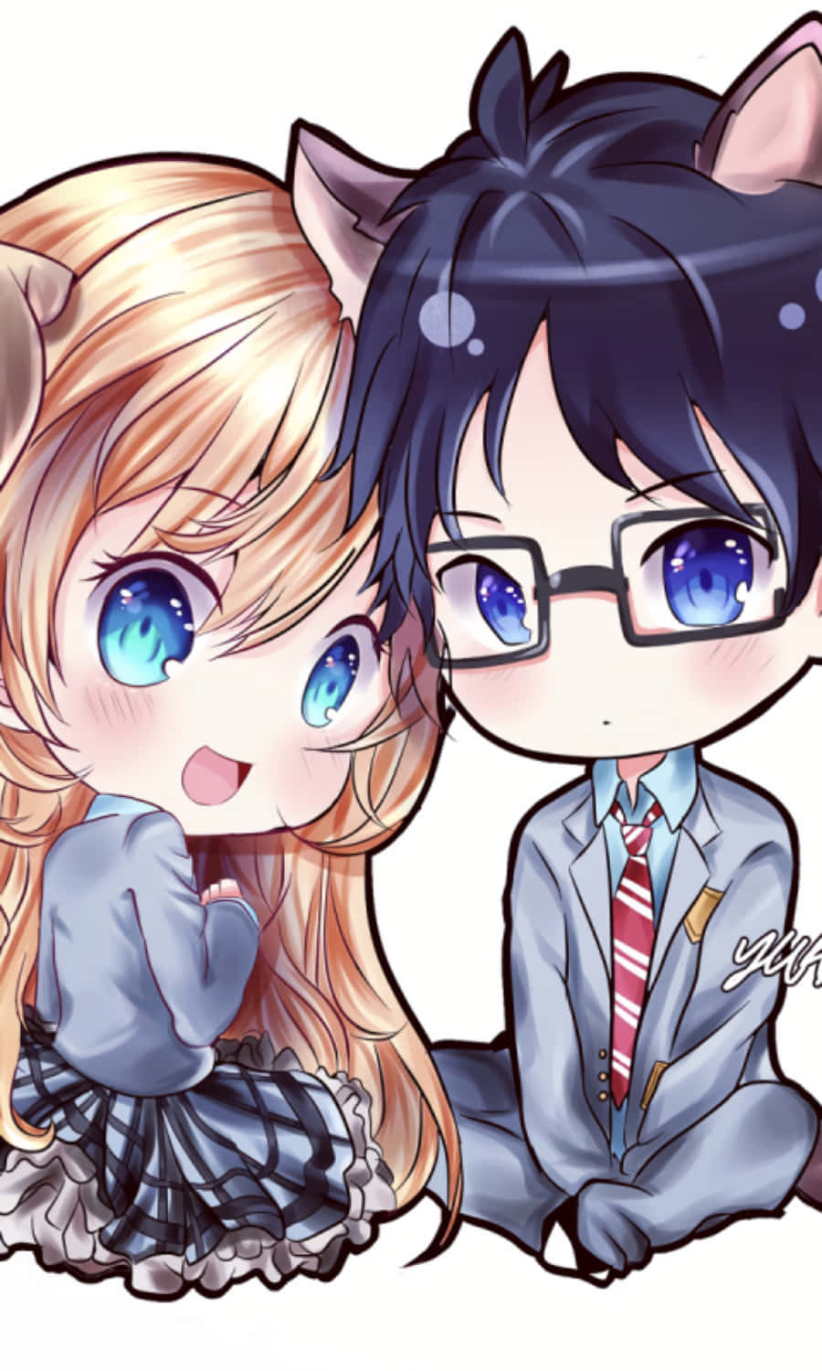 Your Lie In April Iphone Kaori Kosei Chibi Pictures Background