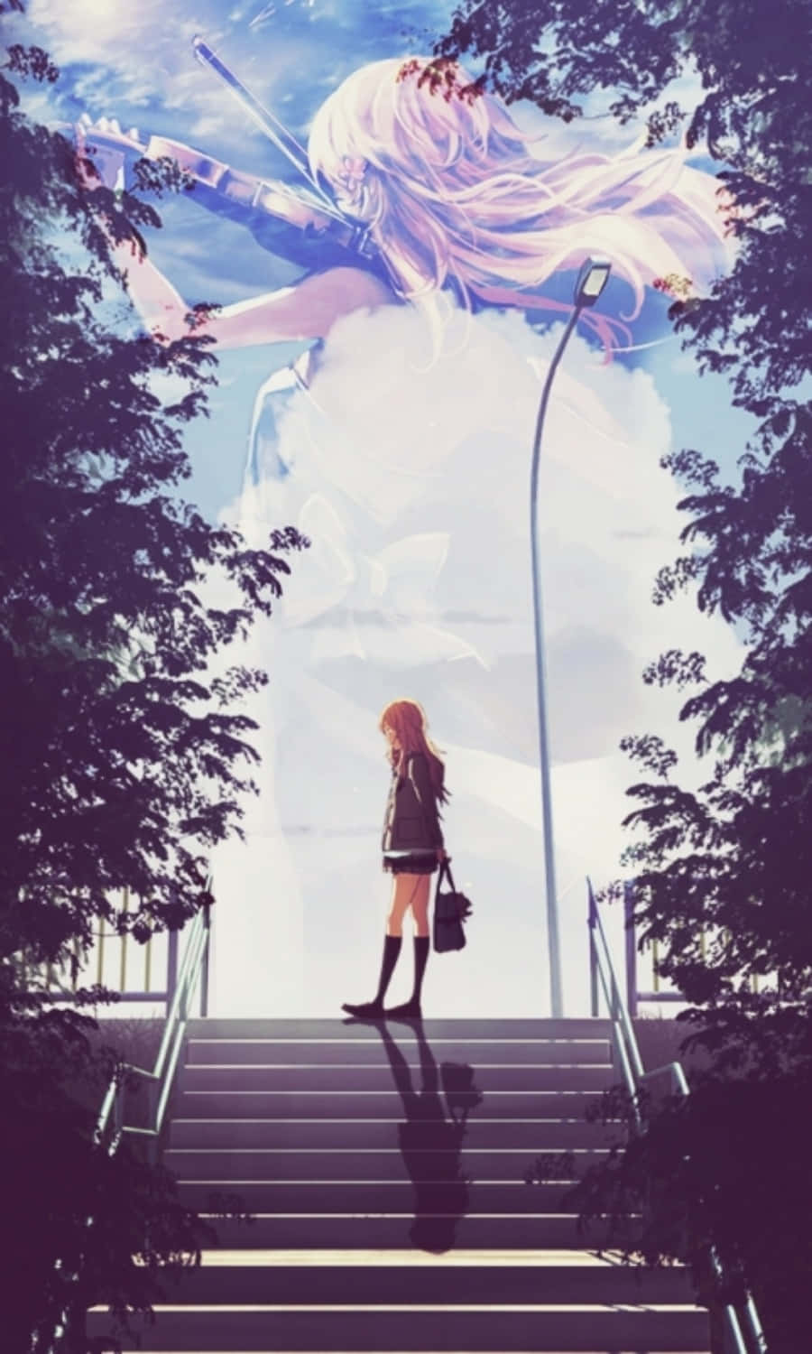 Your Lie In April Iphone Kaori Miyazono Clouds Pictures Background