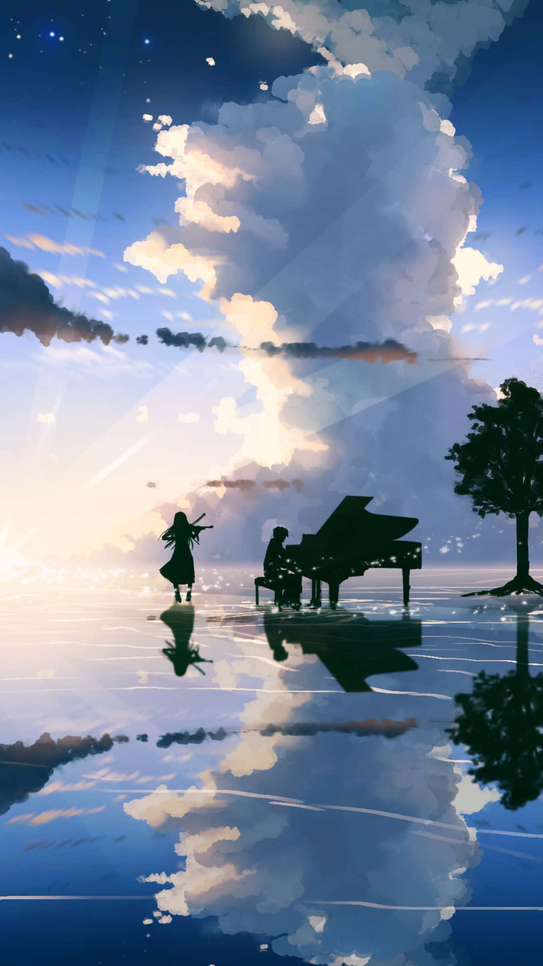 Your Lie In April Iphone Kaori Violin Silhouette Pictures Background