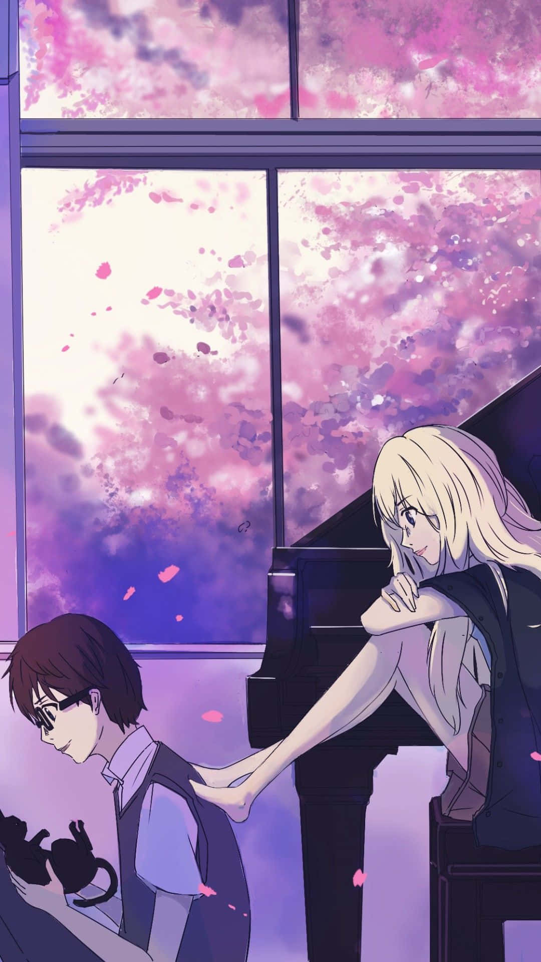Your Lie In April Iphone Kosei Kaori Purple Aesthetic Pictures Background