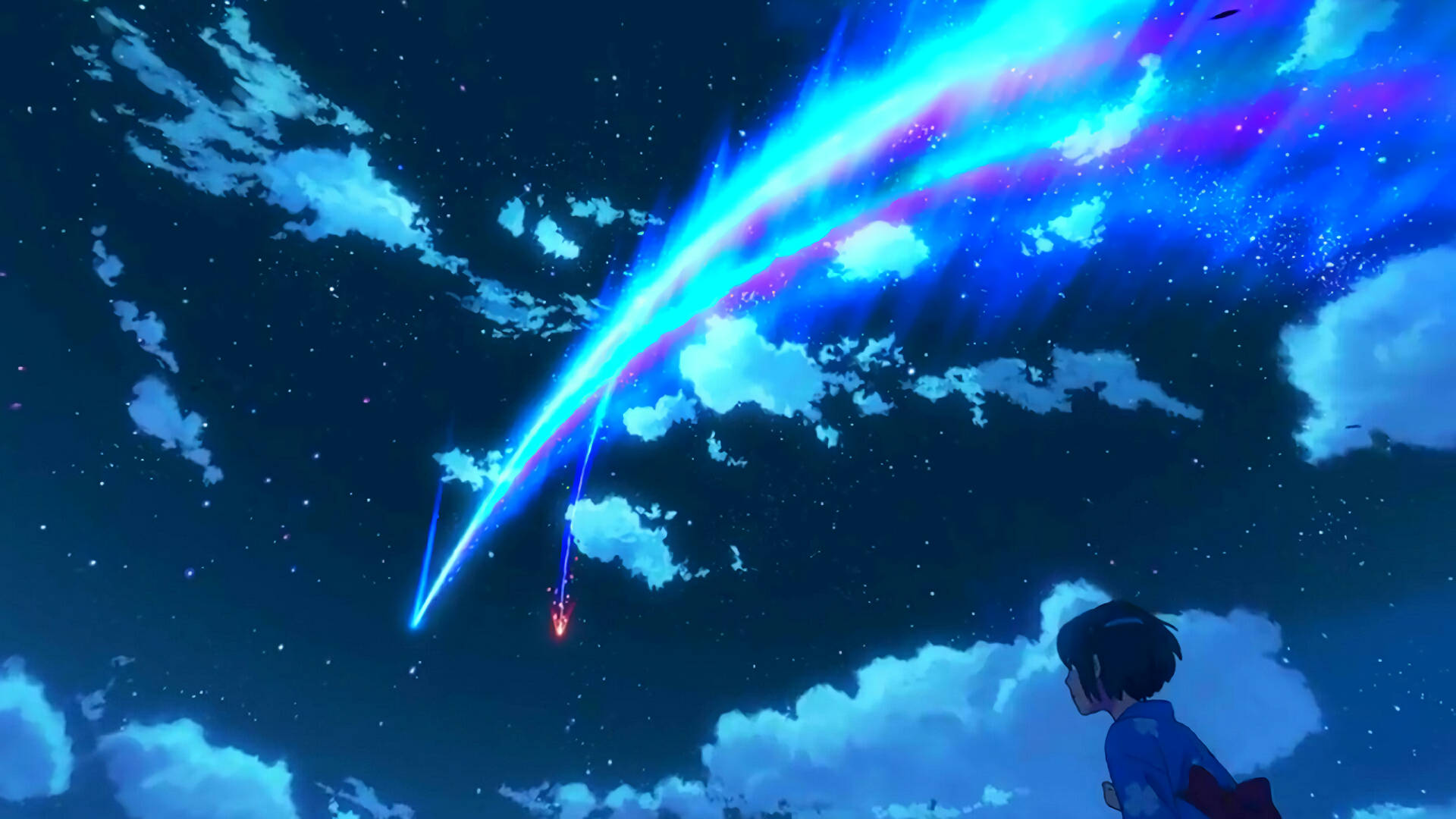 Your Name Anime Comet Scene Background