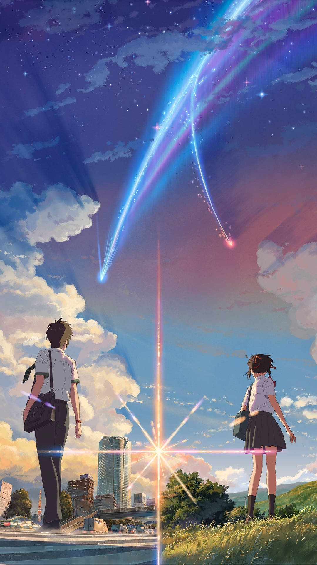Your Name Anime With Taki And Mitsuha Background