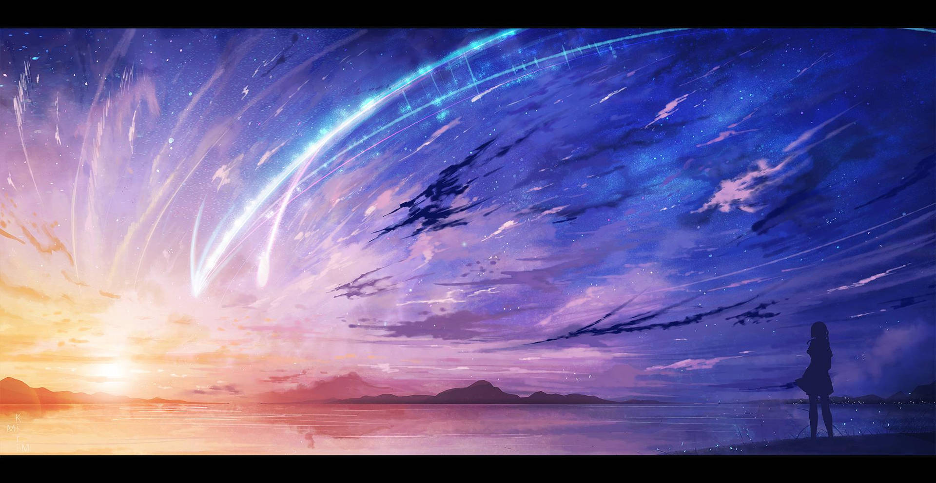 Your Name Cosmic Anime Sky Background