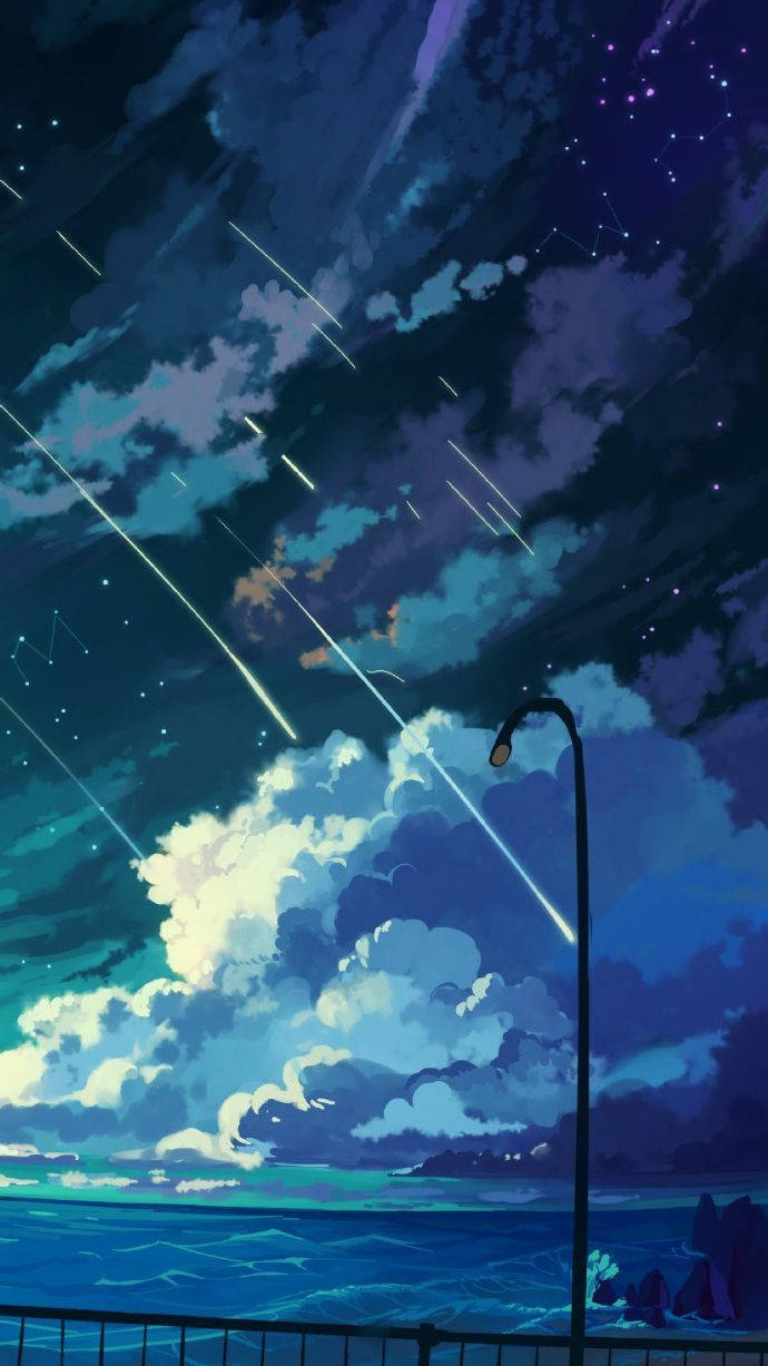 Your Name Iphone Clouds And Meteors Background