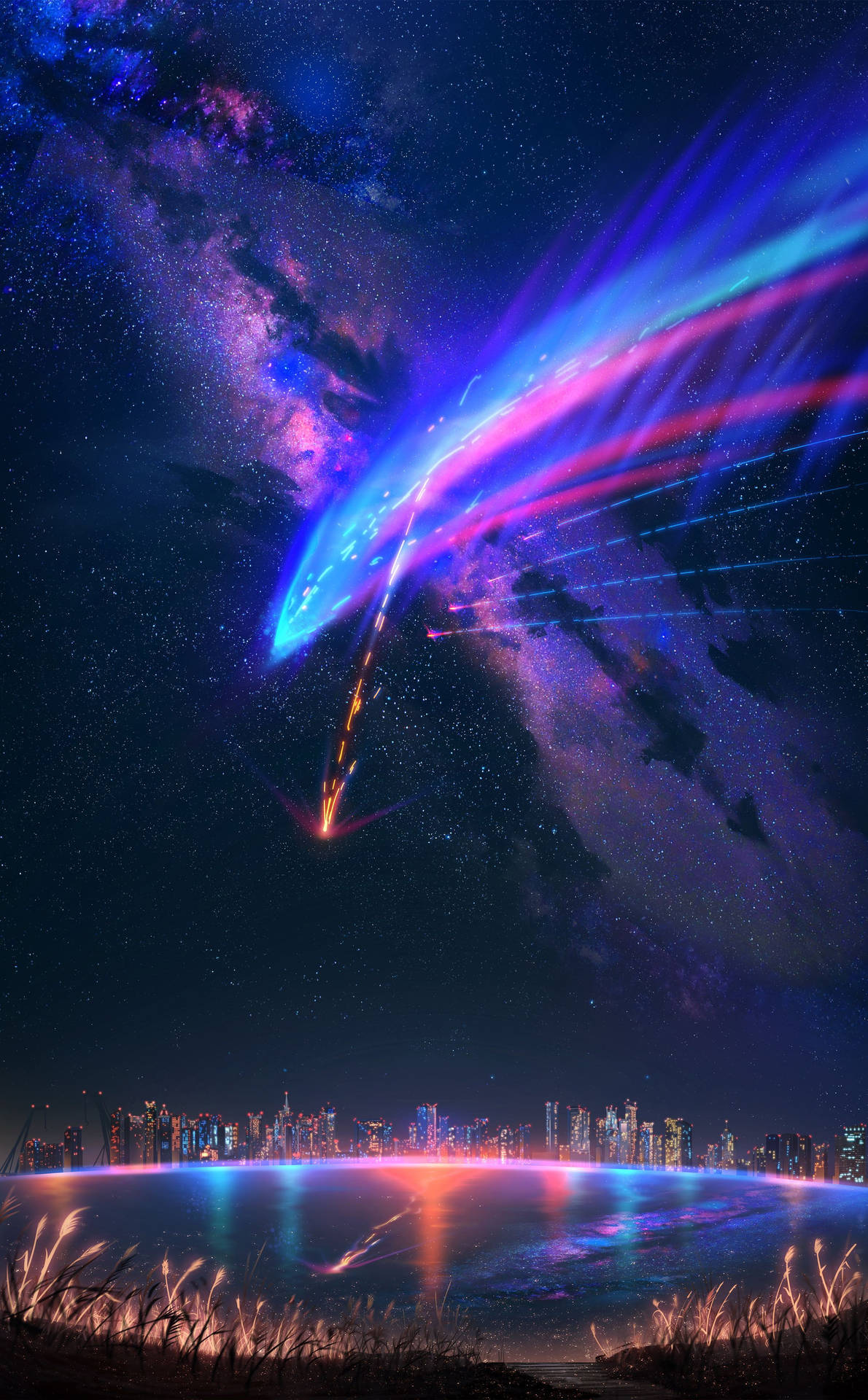 Your Name Iphone Sea Reflecting Meteor Background