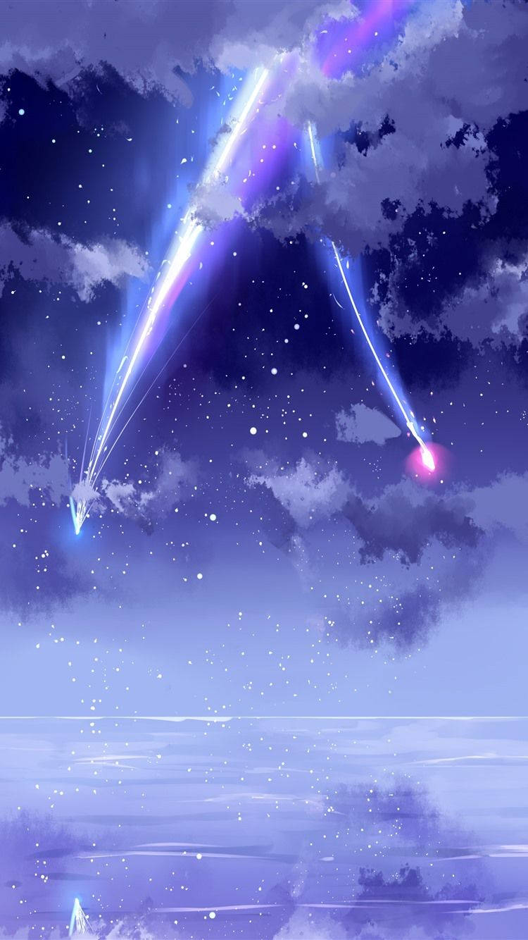 Your Name Iphone Two Violet Meteors Background