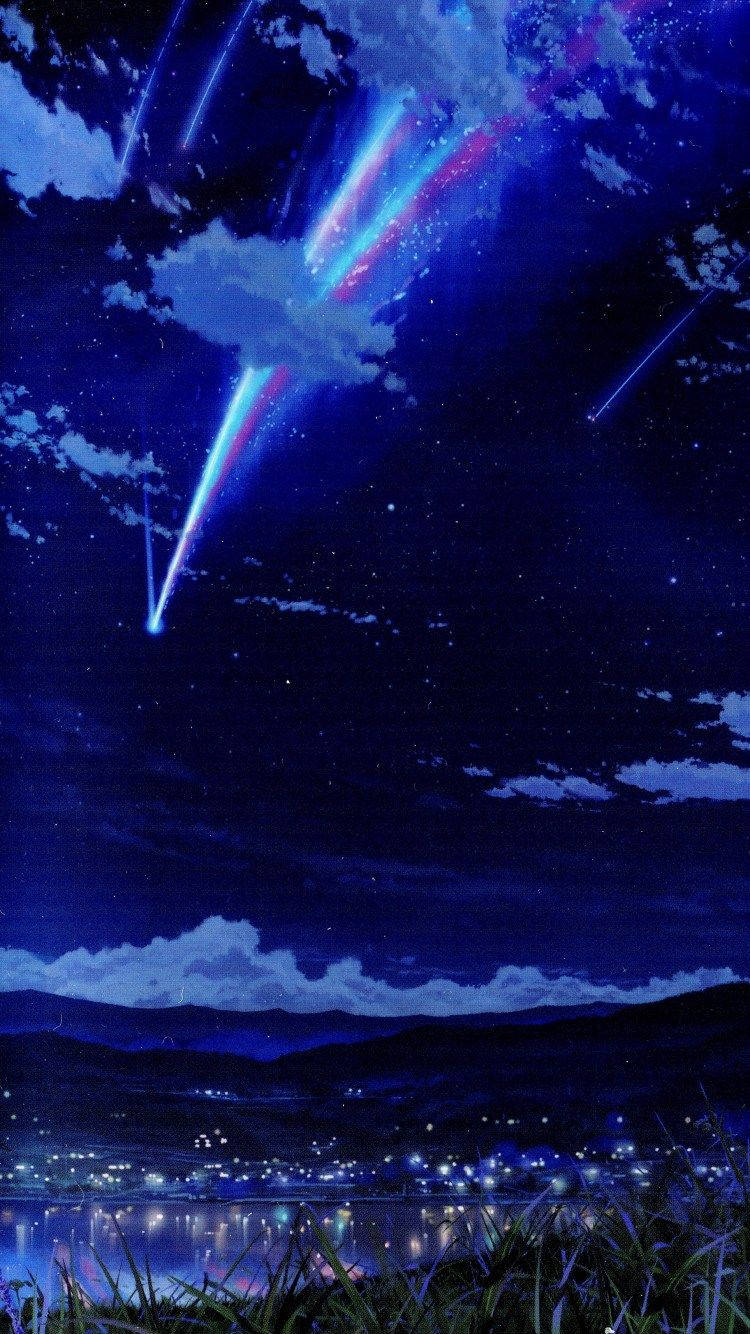 Your Name Itomori Skyline Meteor Shower Background