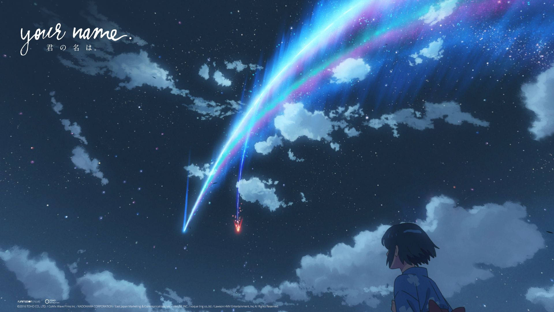 Your Name Mitsuha And Comet Scene Background