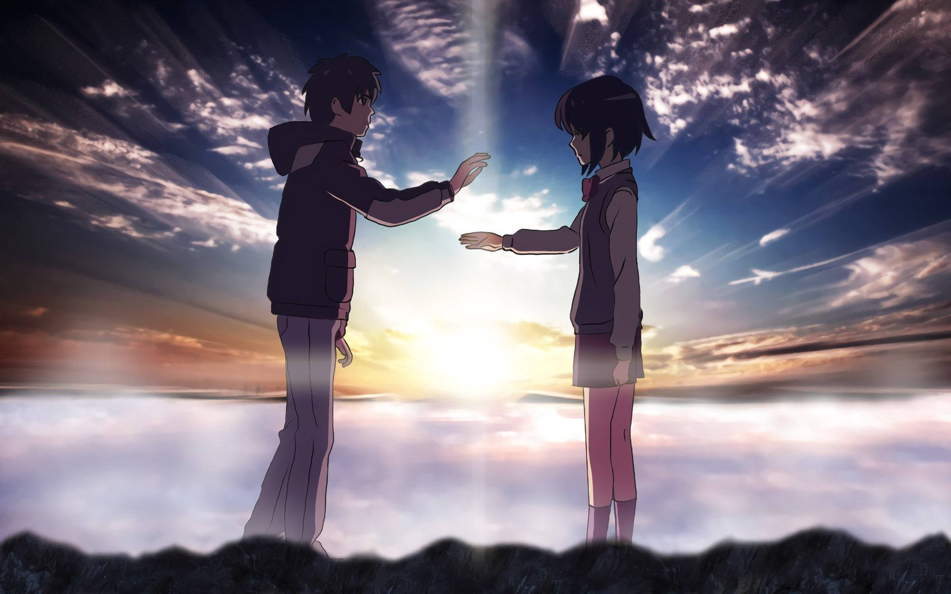 Your Name Mitsuha And Taki Meets At Twilight Background