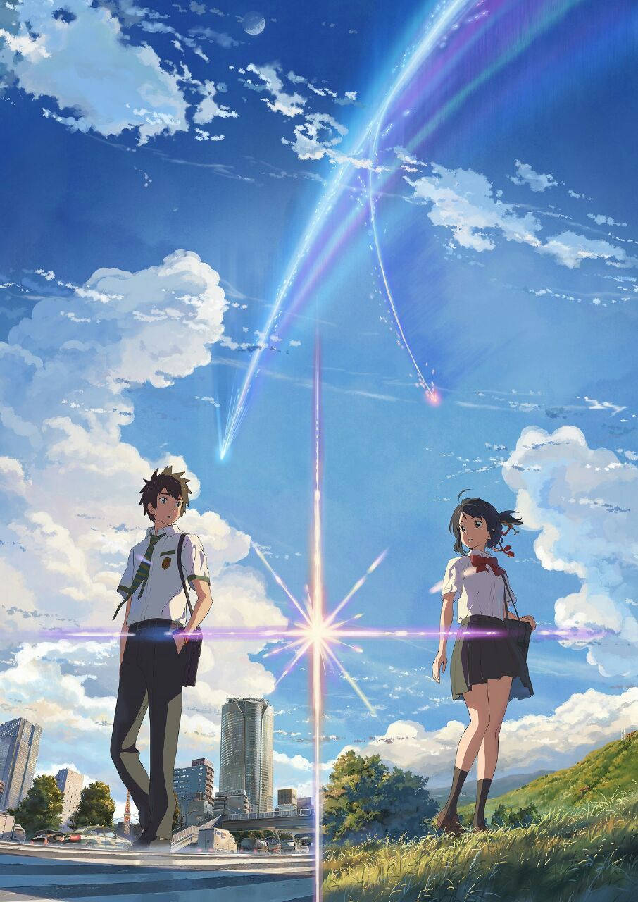 Your Name Mitsuha, Taki And The Comet Background