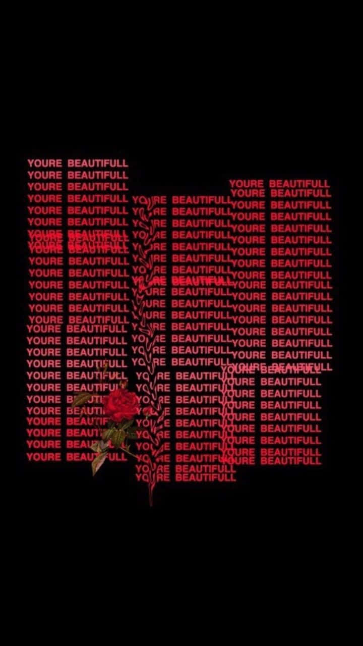 You’re Beautiful Black And Red Aesthetic Digital Illustration