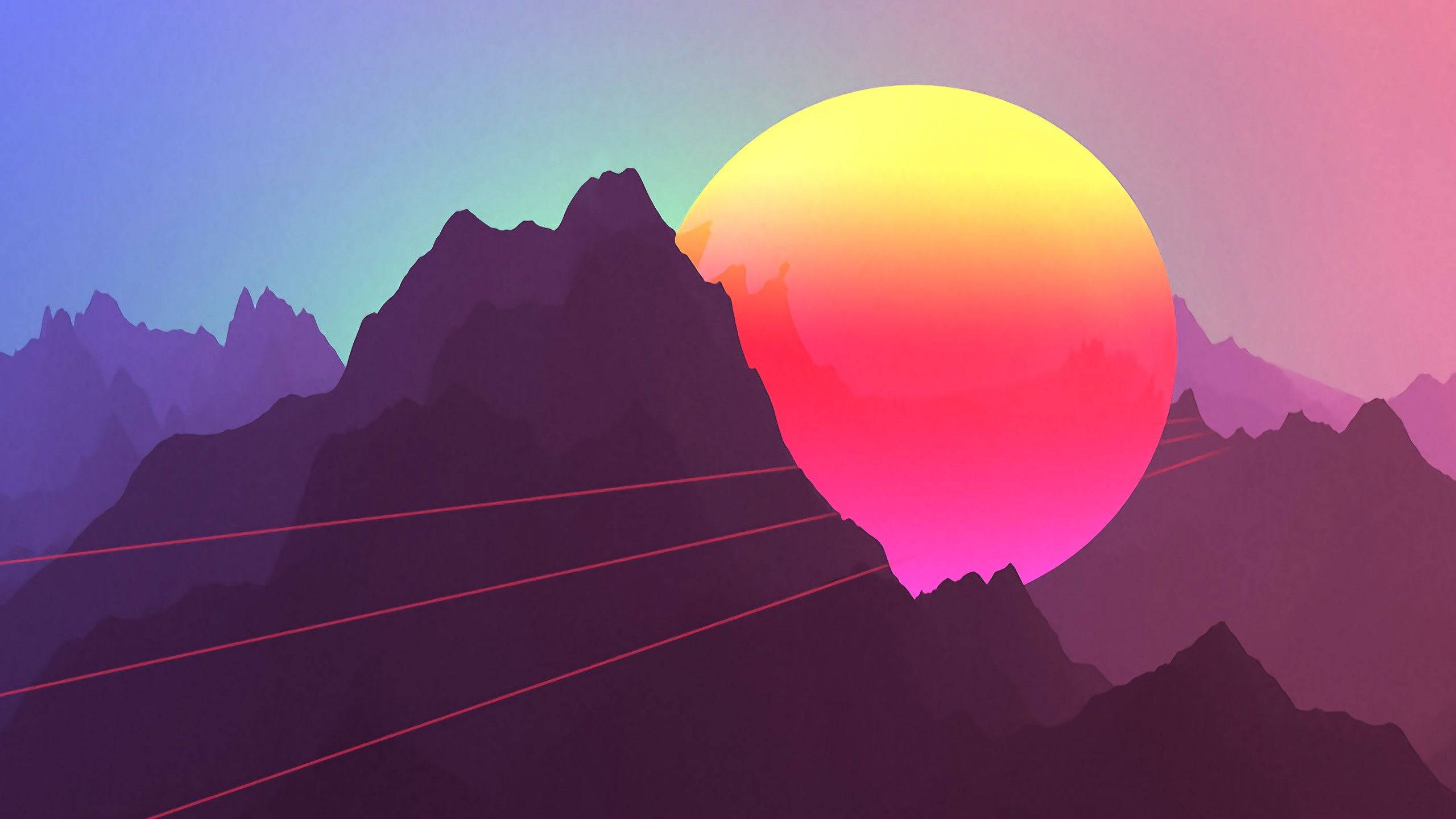 Youtube Cover Neon Landscape Sunset Background