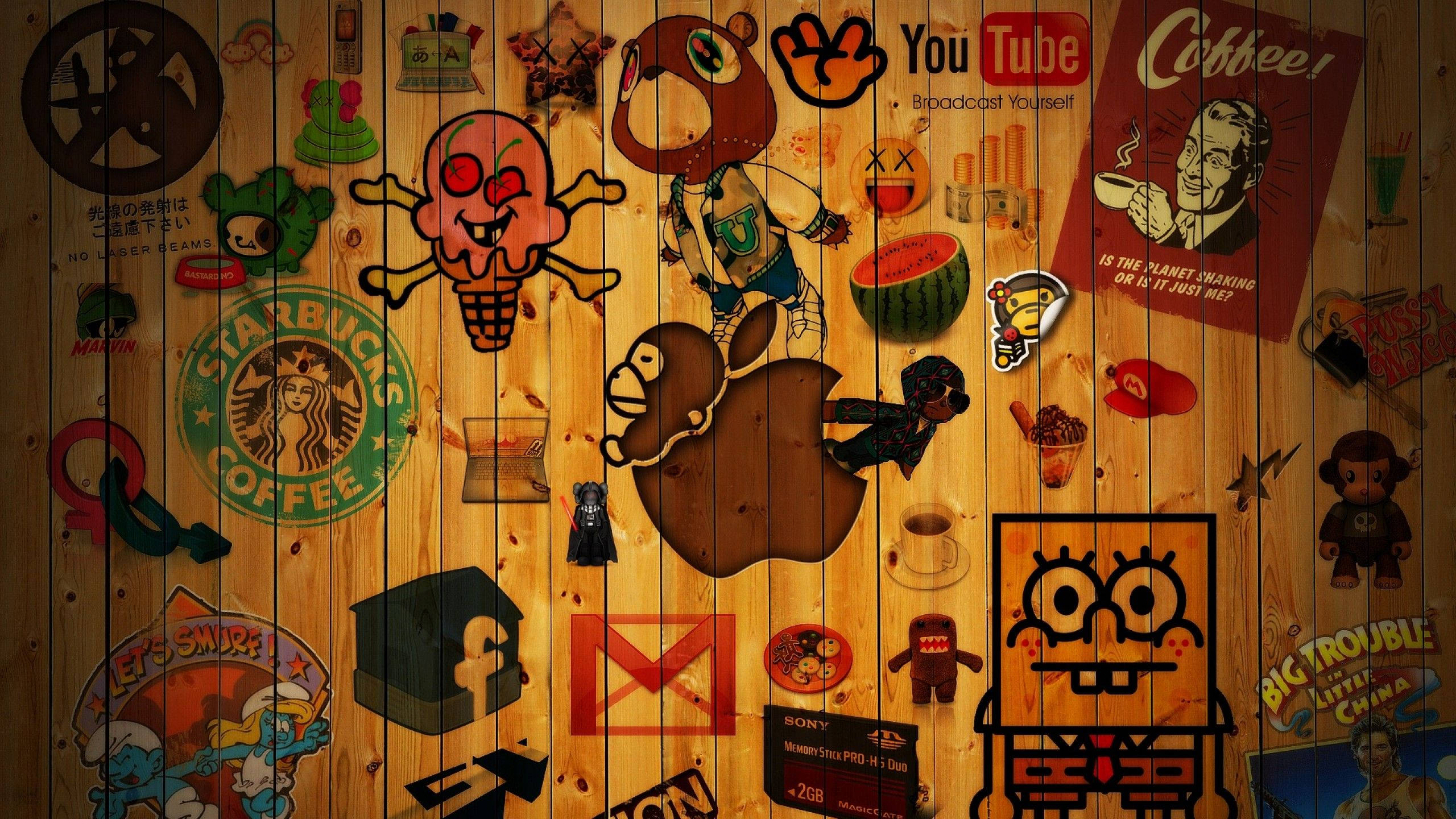 Youtube Cover Wooden Wall Logos Background