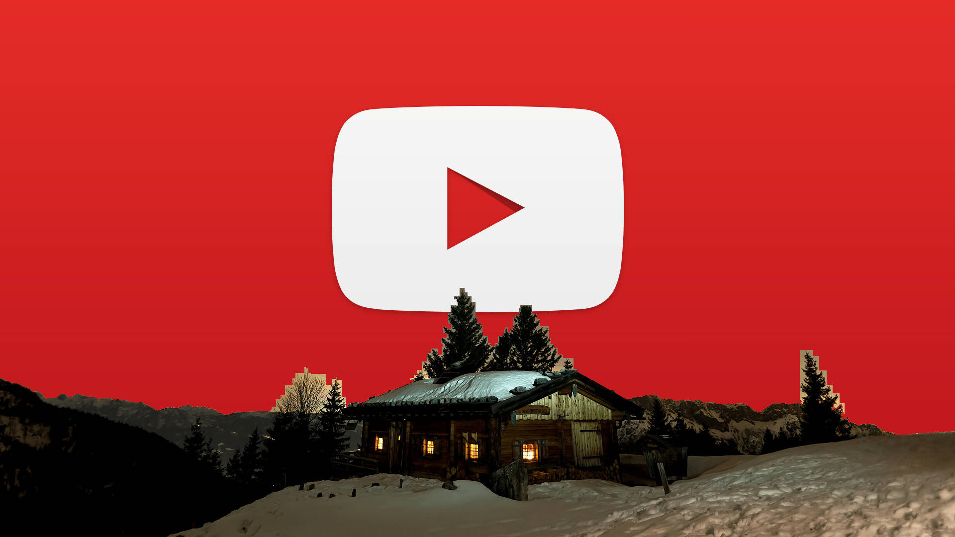 Youtube Logo Above A Cabin Background
