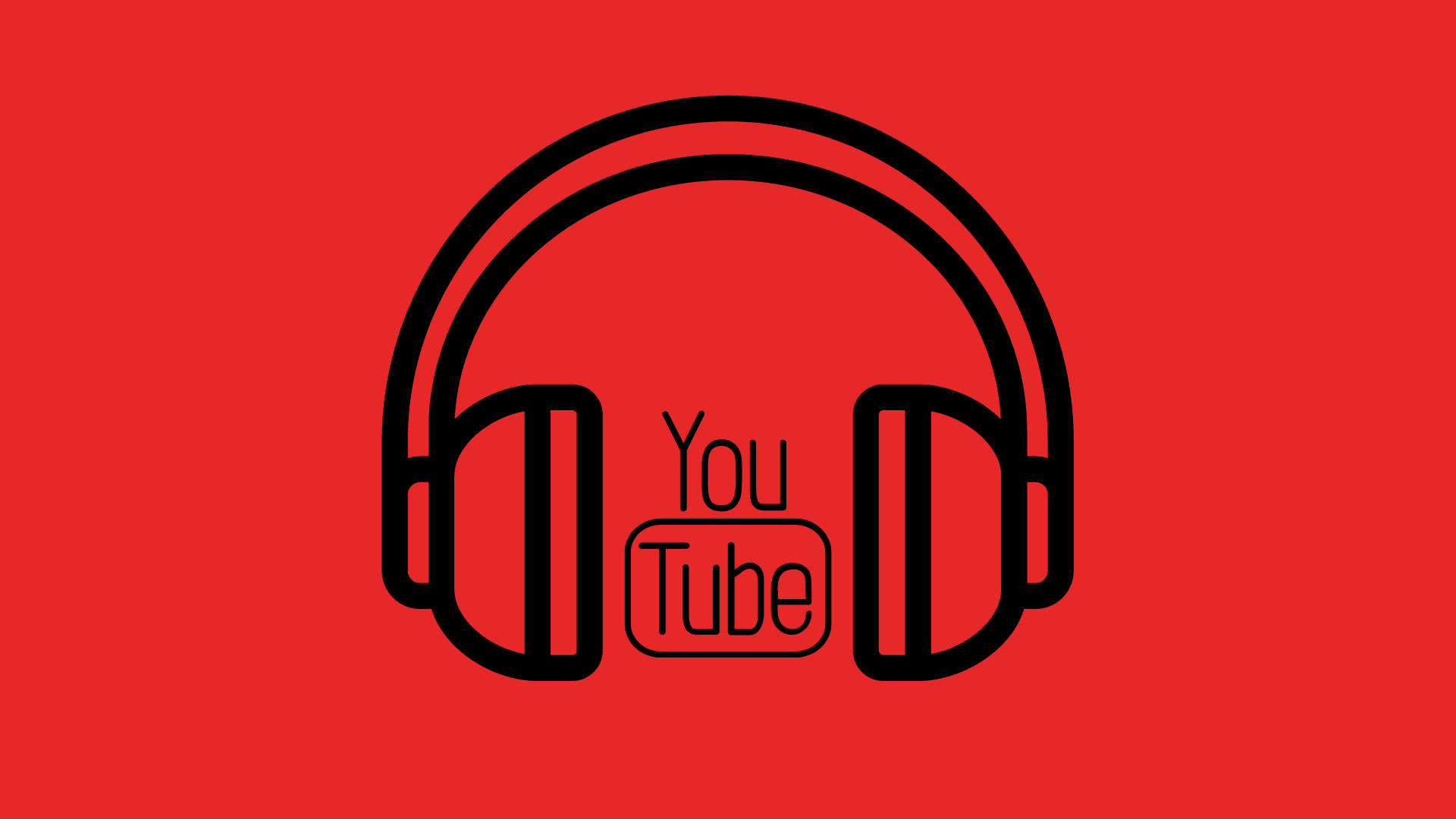 Youtube Logo Between Headphones Background