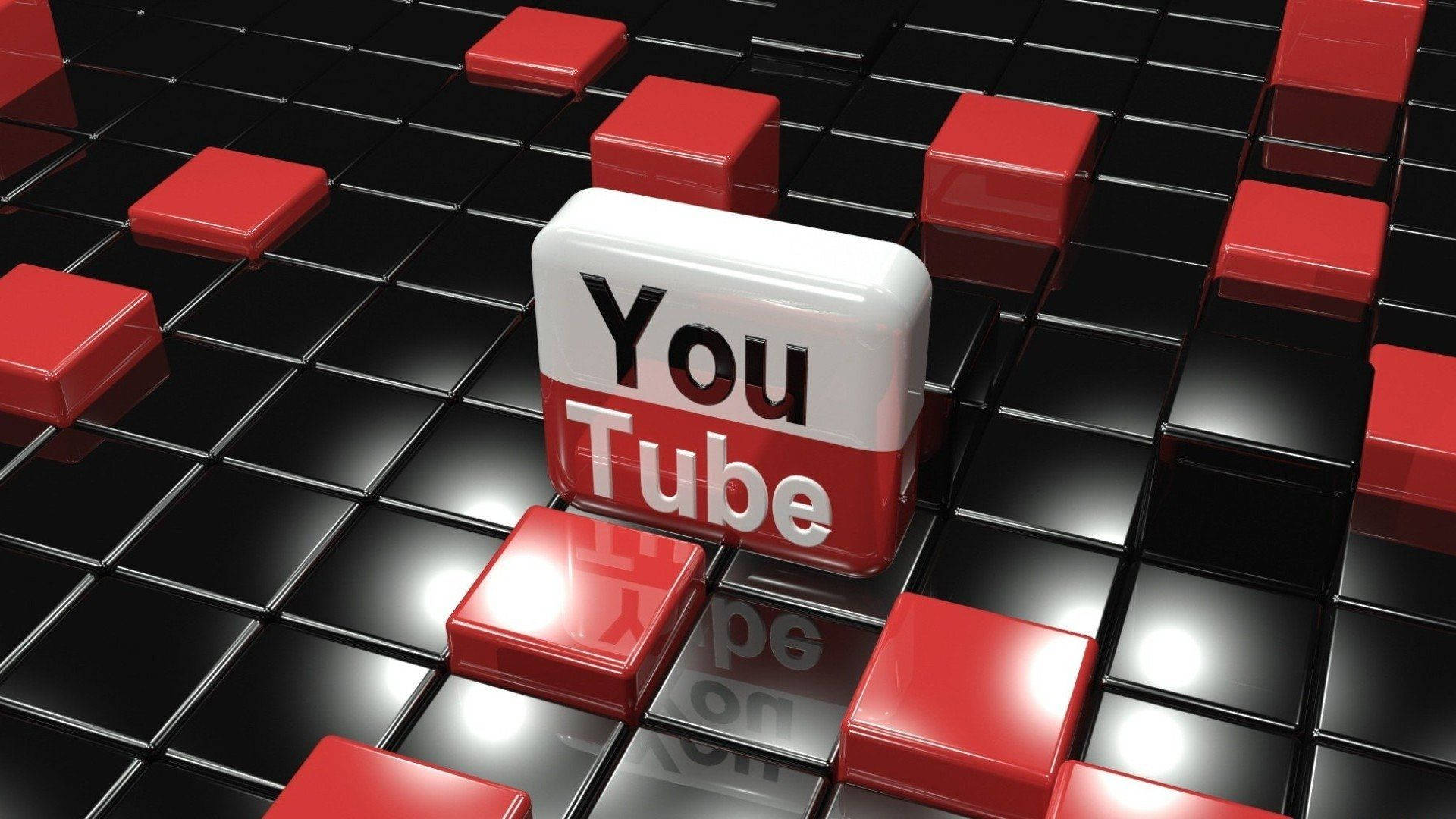 Youtube Logo On Black Red Cubes