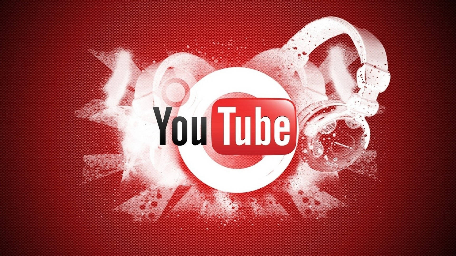 Youtube Logo With White Headphones Background