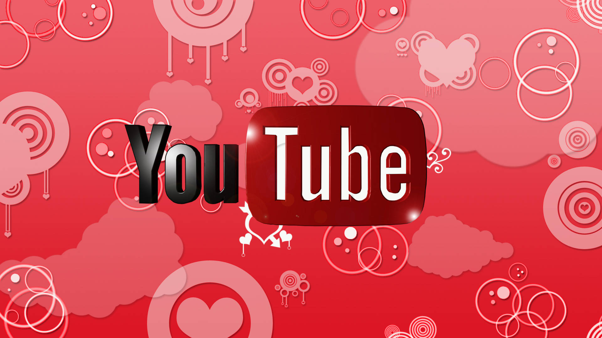 Youtube Red Hearts And Circles Background