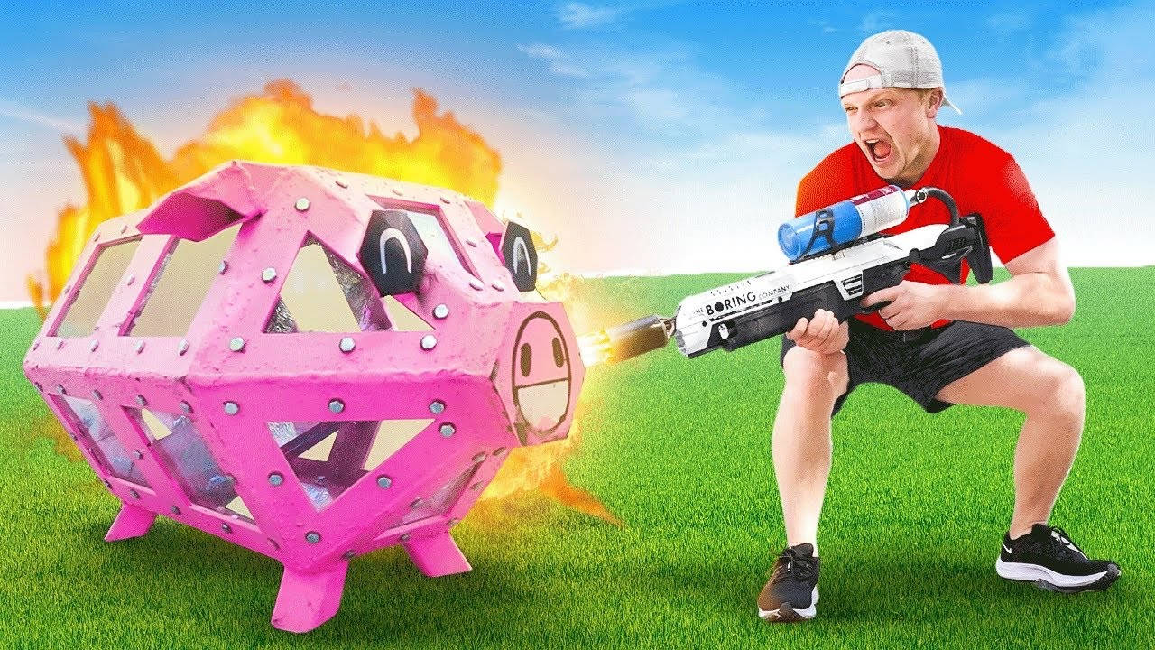 Youtuber Unspeakable Burning Piggy Bank Background