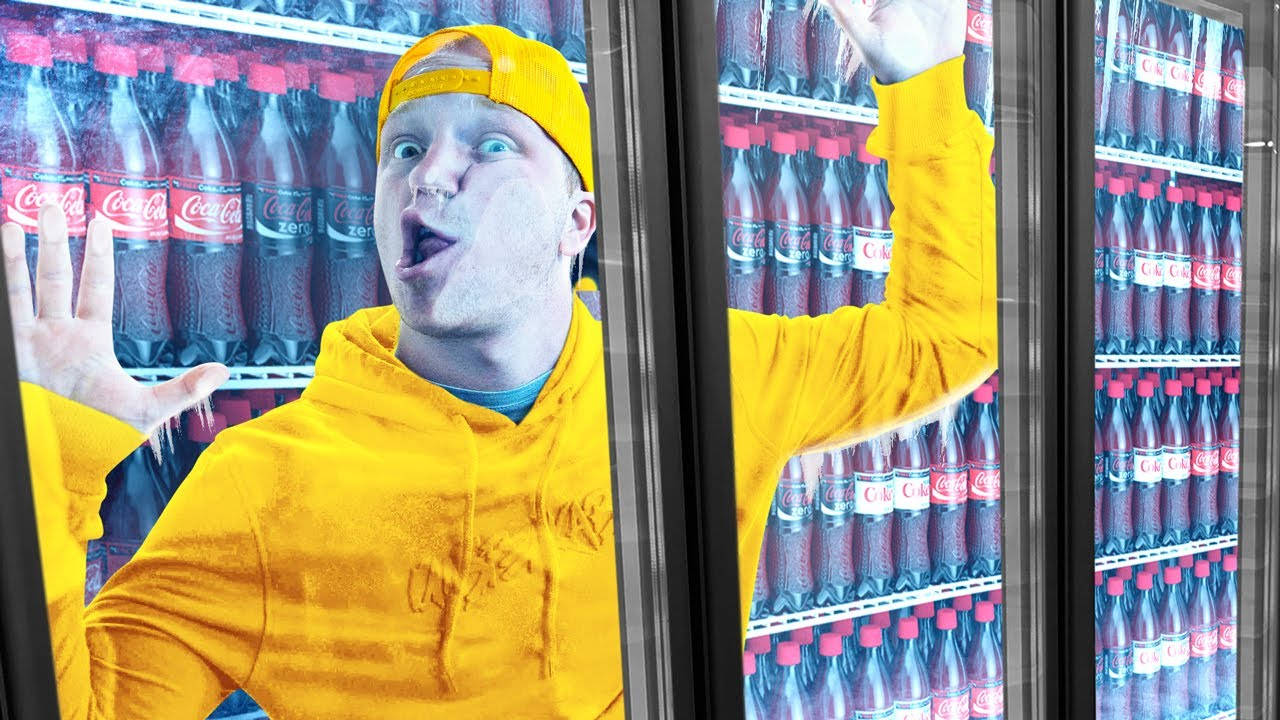 Youtuber Unspeakable In Beverage Cooler Background